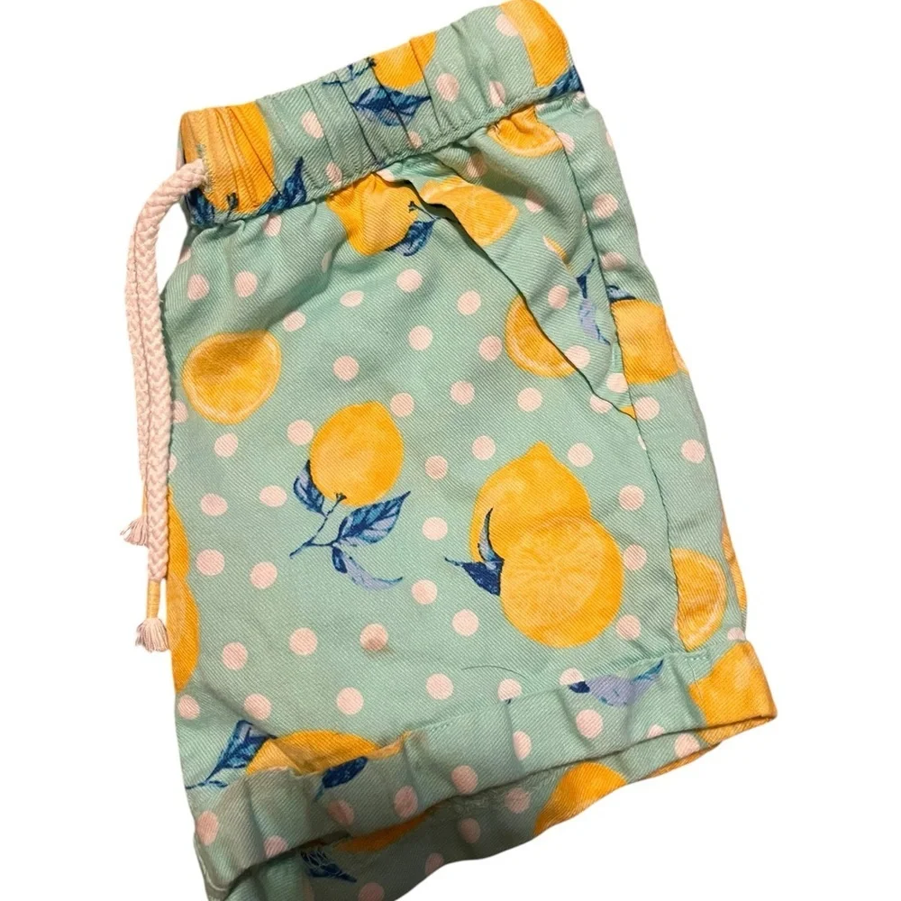 Girls Wonder Nation Mint Green Lemon Print Drawstring Shorts Size 6